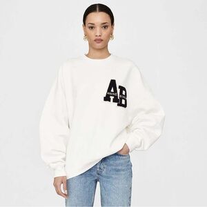 Anime Bing Miles Oversized Letterman’s Sweatshirt in Off White Size Medium